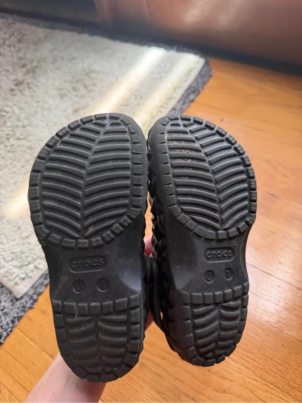 CROCS Kids Textured Black Slip-On Clogs